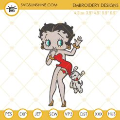 Betty Boop With Dog Embroidery Design, Vintage Cartoon Embroidery Files
