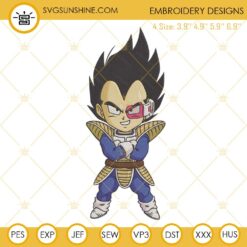 Vegeta Embroidery File, Dragon Ball Characters Embroidery Design