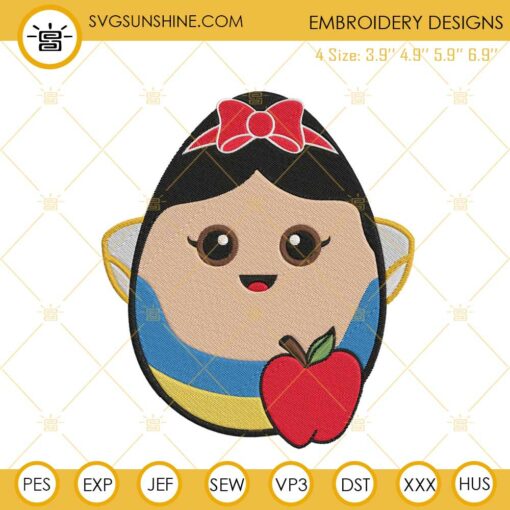 Snow White Easter Egg Embroidery File, Happy Easter Disney Princess Embroidery Design