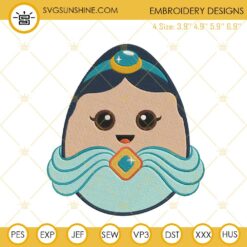 Princess Jasmine Easter Egg Embroidery Design, Happy Easter Disney Girl Embroidery File