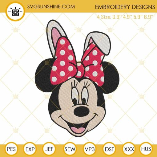 Minnie Easter Bunny Embroidery Designs, Cute Easter Embroidery Files