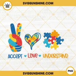 Accept Love Understand PNG, Puzzle Pieces Heart PNG, Autism Awareness PNG, Autism Support PNG