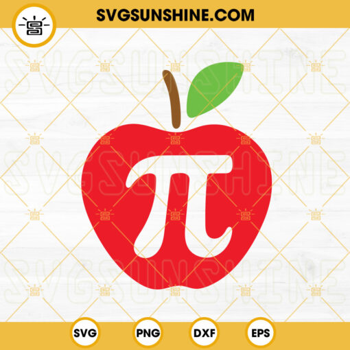 Apple Pi Symbol SVG, Math Teacher SVG, Cute Happy Pi Day SVG PNG DXF EPS