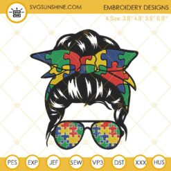 Autism Embroidery Designs, Autism Super Hero Logo Embroidery Design File