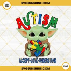 Autism Accept Love Understand PNG, Baby Yoda With Puzzle PNG, Autism Support PNG, Star Wars Autism Awareness PNG