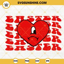 Bad Bunny Heart Easter SVG, Retro Wavy Letters SVG, Easter Day SVG, Un Pascua Sin Ti SVG PNG DXF EPS