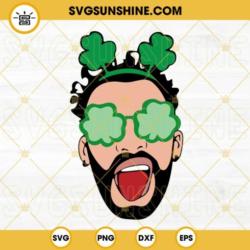 Bad Bunny Shamrock Glasses SVG, Baby Benito St Patricks Day SVG, Funny Bebesota Lucky SVG PNG DXF EPS
