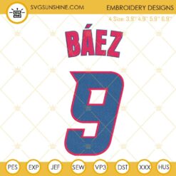 Javier Baez 9 Embroidery Designs, Puerto Rico Baseball Embroidery Files