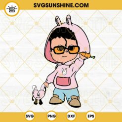 Benito With Heart Easter SVG, Bad Bunny Easter SVG, Bad Bunny With Carrot SVG PNG DXF EPS Files