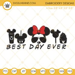 Best Day Ever Disney Embroidery Design, Minnie Snack Goals Embroidery File