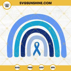 Blue Rainbow With Ribbon SVG, We Wear Blue SVG, Autism Awareness SVG, Diabetes Awareness SVG