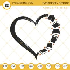 Books Heart Embroidery Designs, Bookish Embroidery Files