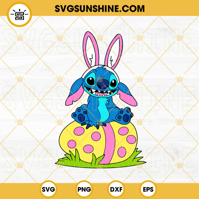 Bunny Stitch On Easter Egg SVG, Lilo And Stitch Holiday SVG, Happy