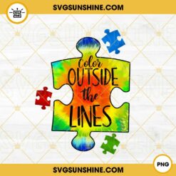 Color Outside The Lines PNG, Puzzle PNG, Autism Awareness PNG Digital Download