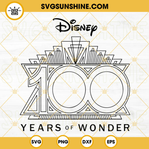 Disney 100 Years Of Wonder Logo SVG, 100th Anniversary SVG, Disneyland Vacation SVG PNG DXF EPS