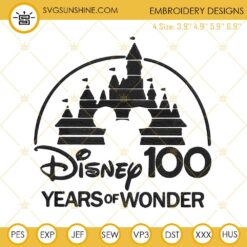 Disney 100 Years Of Wonder Mickey Ears Embroidery Designs, Disney World Embroidery Files