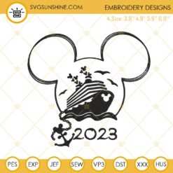 Mickey Cruise Ears 2023 Embroidery Design, Disney Vacation Machine Embroidery File