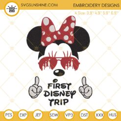 First Disney Trip Minnie Embroidery Design, Disney Vacation Embroidery File