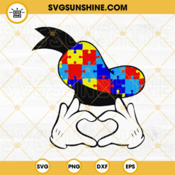 Donald Duck Autism Awareness Heart SVG, Puzzle Pieces Hat SVG, Autism Month SVG PNG DXF EPS Cutting Files