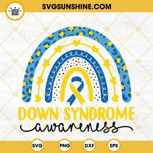 Down Syndrome Rainbow SVG, Down Trisomy 21 SVG, Down Syndrome Awareness SVG, 21 March SVG PNG DXF EPS