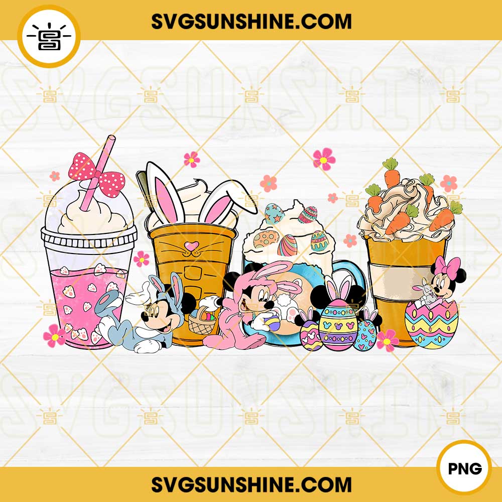Mickey Minnie Easter Coffee Latte PNG, Easter Bunny Mouse PNG, Disney Easter Coffee PNG