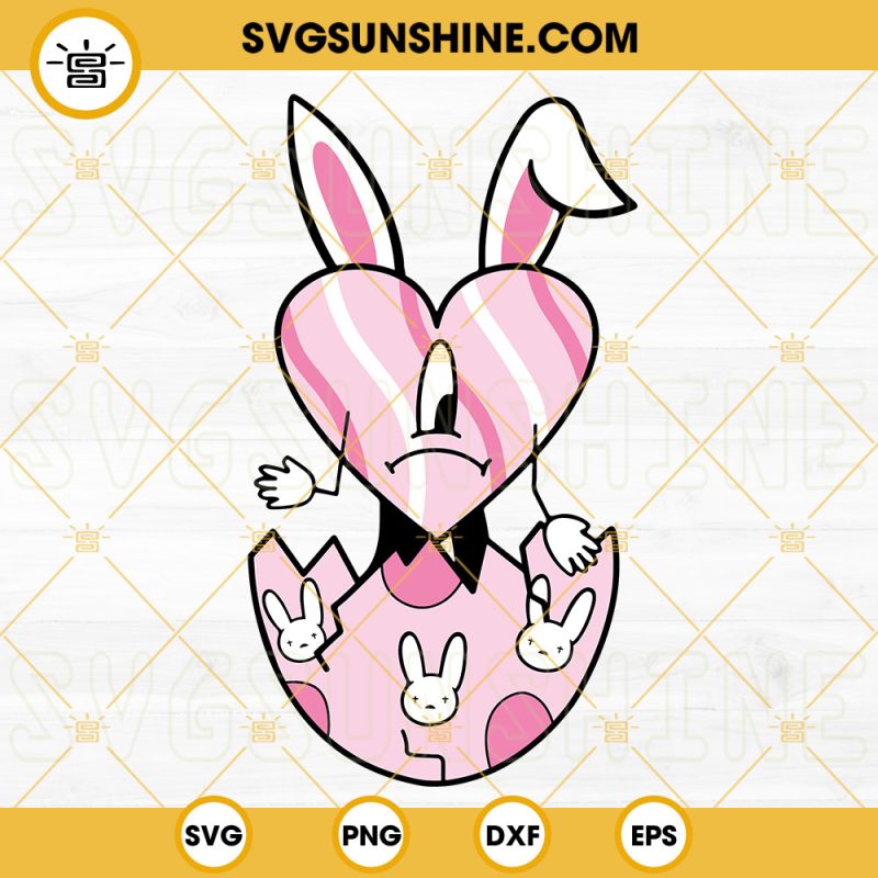 Easter Bad Bunny Heart SVG, Easter Eggs SVG, Easter Benito SVG, Bad