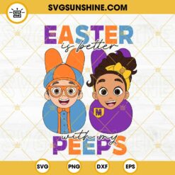Bluey And Bingo With Easter Basket SVG, Easter Bunny SVG, Cute Easter Aussie Heeler SVG, Bluey Easter Day SVG PNG DXF EPS