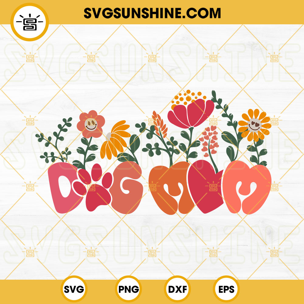 Floral Dog Mom SVG, Retro SVG, Dog Mama SVG, Fur Mama SVG, Mothers Day SVG PNG DXF EPS