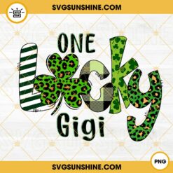 One Lucky Gigi PNG, Shamrock PNG, Cute St Patrick's Day Leopard PNG Sublimation
