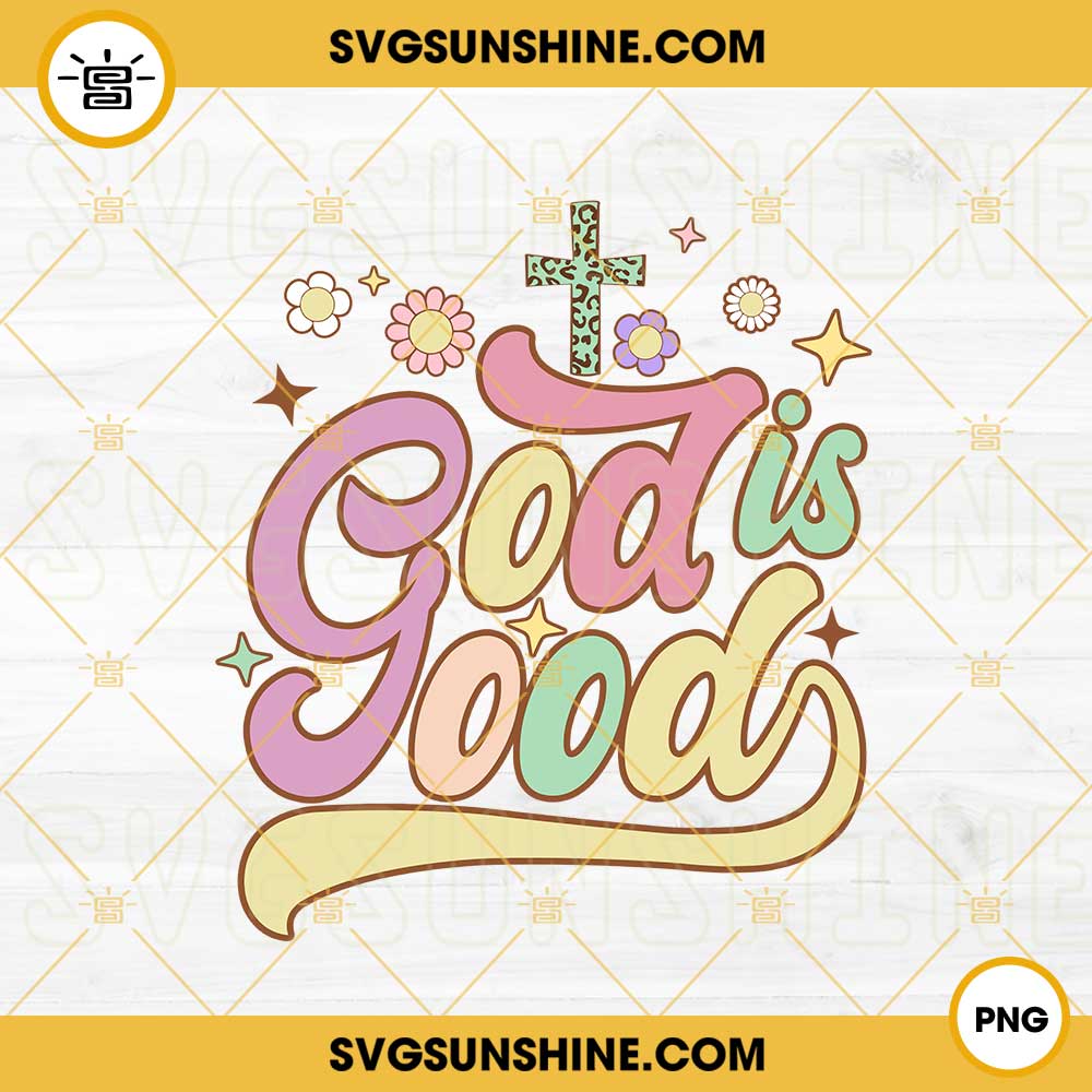 God Is Good PNG, Leopard Floral Cross PNG, Christian PNG Sublimation Design