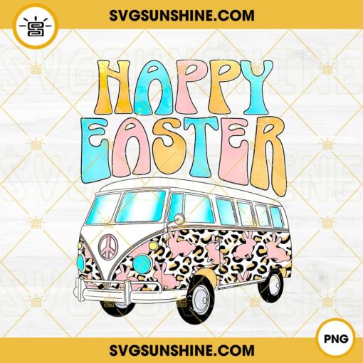 Happy Easter PNG, Hippie Van PNG, Easter Bunny PNG Digital Download