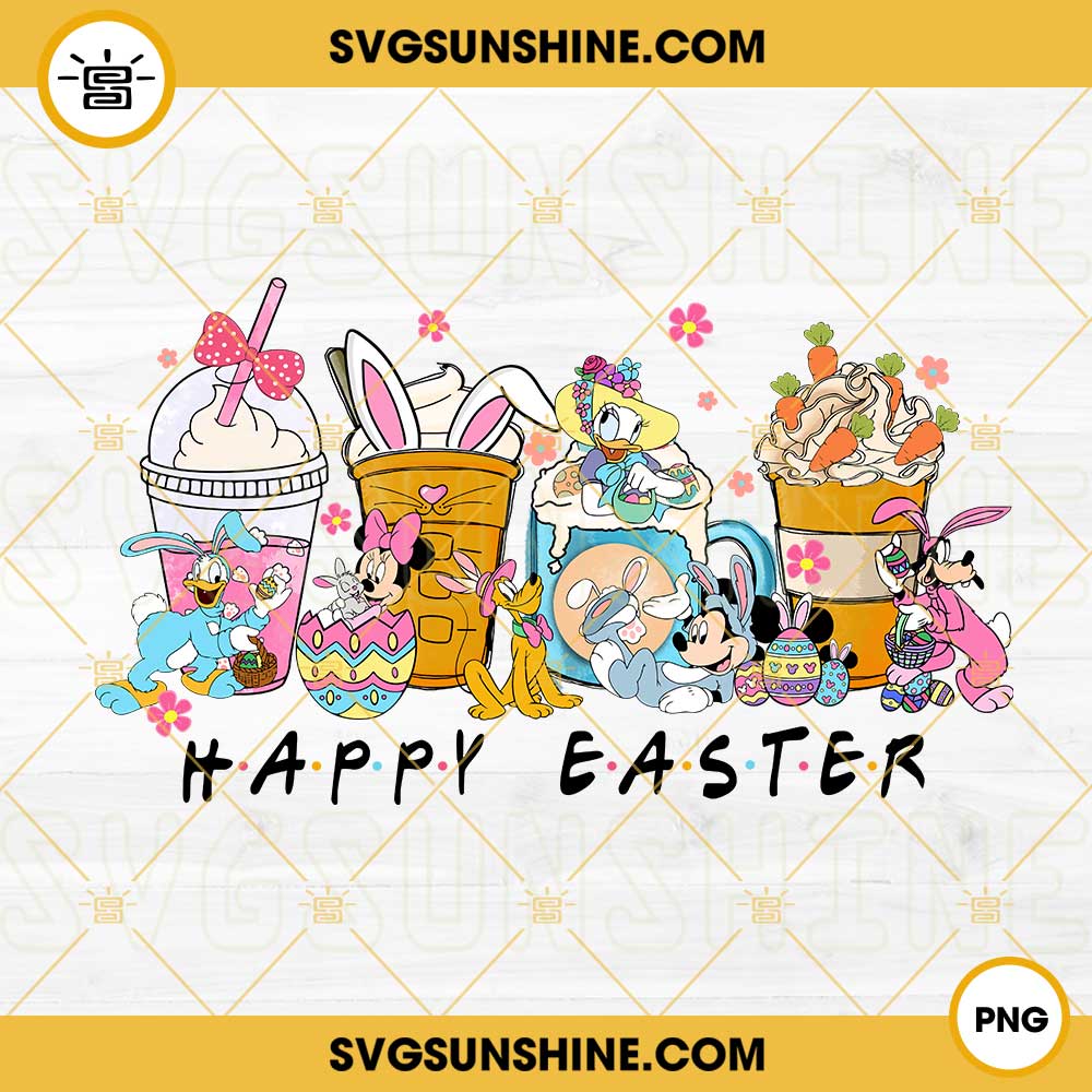 Happy Easter Coffee Latte PNG, Mickey Friends Easter Coffee PNG, Disney Easter Drink And Food PNG