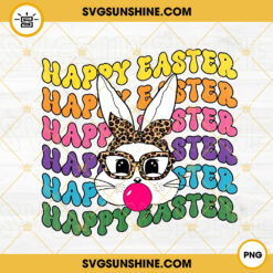 Happy Easter Wavy PNG, Bunny Gum PNG, Retro Easter PNG Sublimation