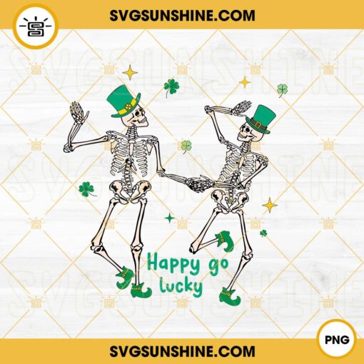 Happy Go Lucky PNG, Leprechaun Skeleton Dancing PNG, Funny St Patricks Day PNG
