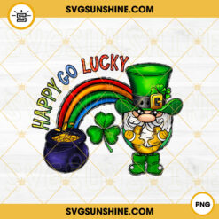 Happy Go Lucky Gnome PNG, Irish Rainbow Clover PNG, Cute Leprechaun PNG, St Patricks Day PNG Download