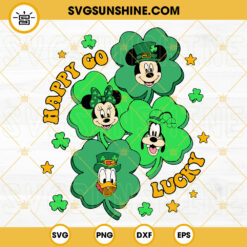 Happy Go Lucky SVG, Shamrock Mouse SVG, St Patricks Day Mickey And Friends SVG PNG DXF EPS Cut Files