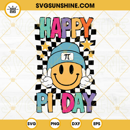 Happy Pi Day SVG, Retro Smiley Face Beanie SVG, Cute Pi SVG PNG DXF EPS