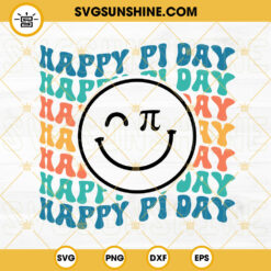 Happy Pi Day Smiley Face SVG, Retro Mathematic SVG, Funny Pi Number SVG PNG DXF EPS Instant Download
