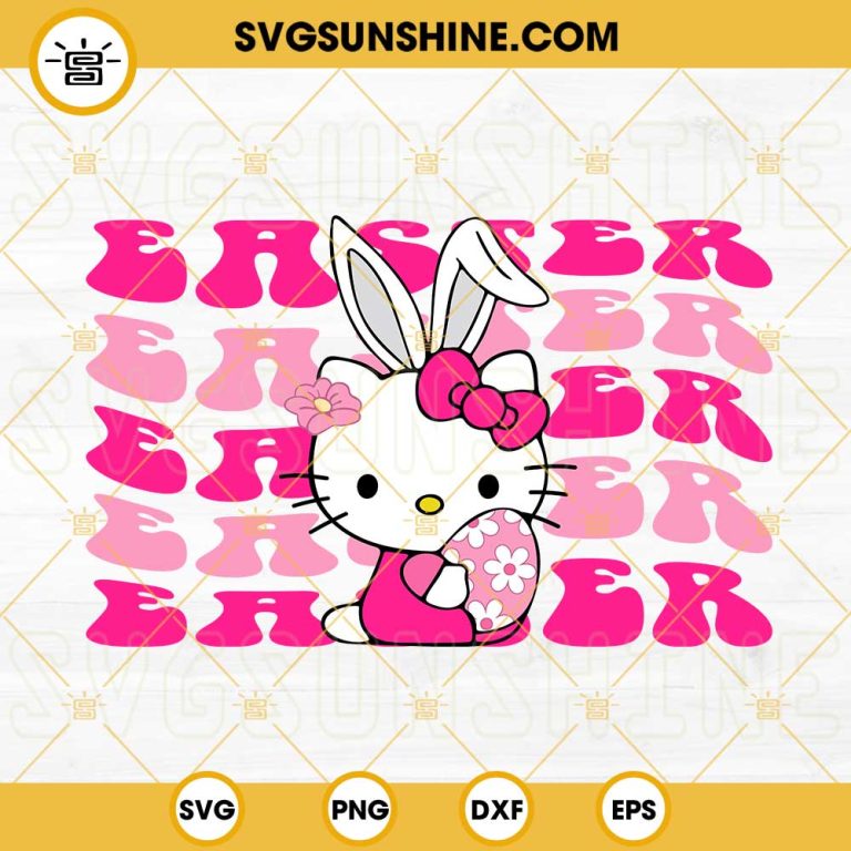 Hello Kitty Easter SVG, Easter Bunny Cat SVG, Kawaii SVG, Happy Easter