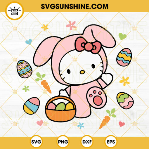 Hello Kitty Easter Bunny SVG, Easter Eggs SVG, Cute Easter Kids SVG PNG DXF EPS Cricut