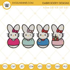Hello Kitty Bunny Peeps Embroidery Designs, Cute Easter Embroidery Files