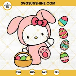 Hello Kitty Easter Bunny SVG, Cute Kitty Carrot SVG