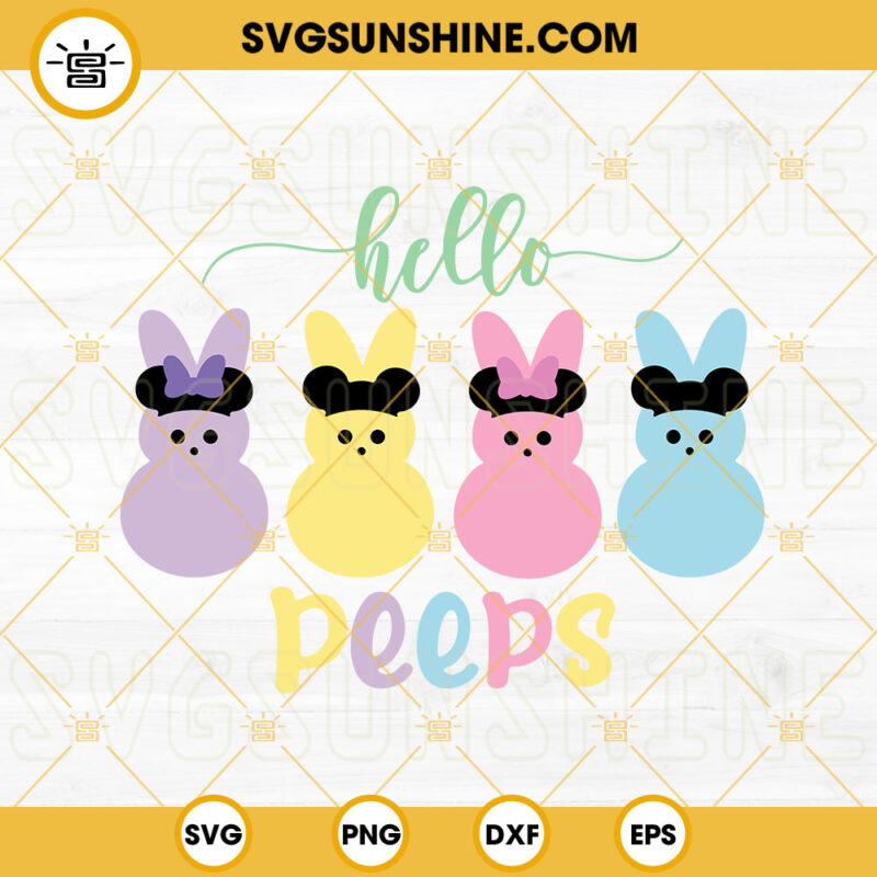Hello Peeps SVG, Easter Bunny SVG, Cute SVG, Easter Candy Peeps SVG PNG