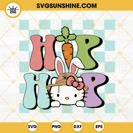 Hip Hop SVG, Hello Kitty Easter Bunny SVG, Kitty Bad Bunny Hat SVG, Funny Easter SVG PNG DXF EPS