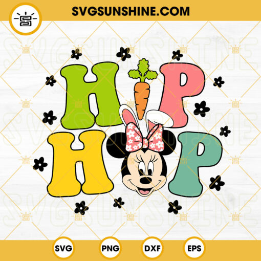 Hip Hop Minnie Mouse Easter SVG, Bunny Rabbit Easter SVG, Carrot SVG, Funny Disney Easter Day SVG PNG DXF EPS Cricut Silhouette