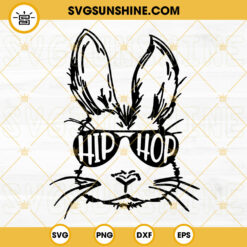 Hip Hop SVG, Bunny With Sunglasses SVG, Funny Easter SVG, Easter Boy SVG PNG DXF EPS