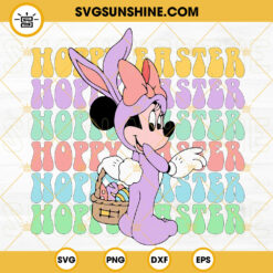 Hoppy Easter SVG, Minnie Mouse Easter Bunny SVG, Retro Disney Easter SVG PNG DXF EPS Cut Files