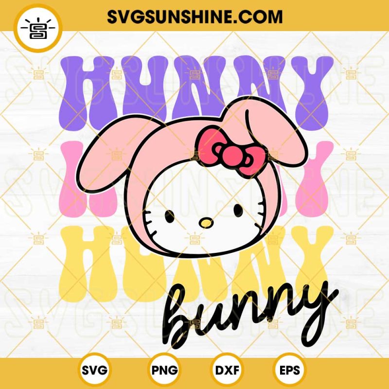 Hunny Bunny SVG, Hello Kitty Easter Bunny SVG, Retro Easter SVG PNG DXF