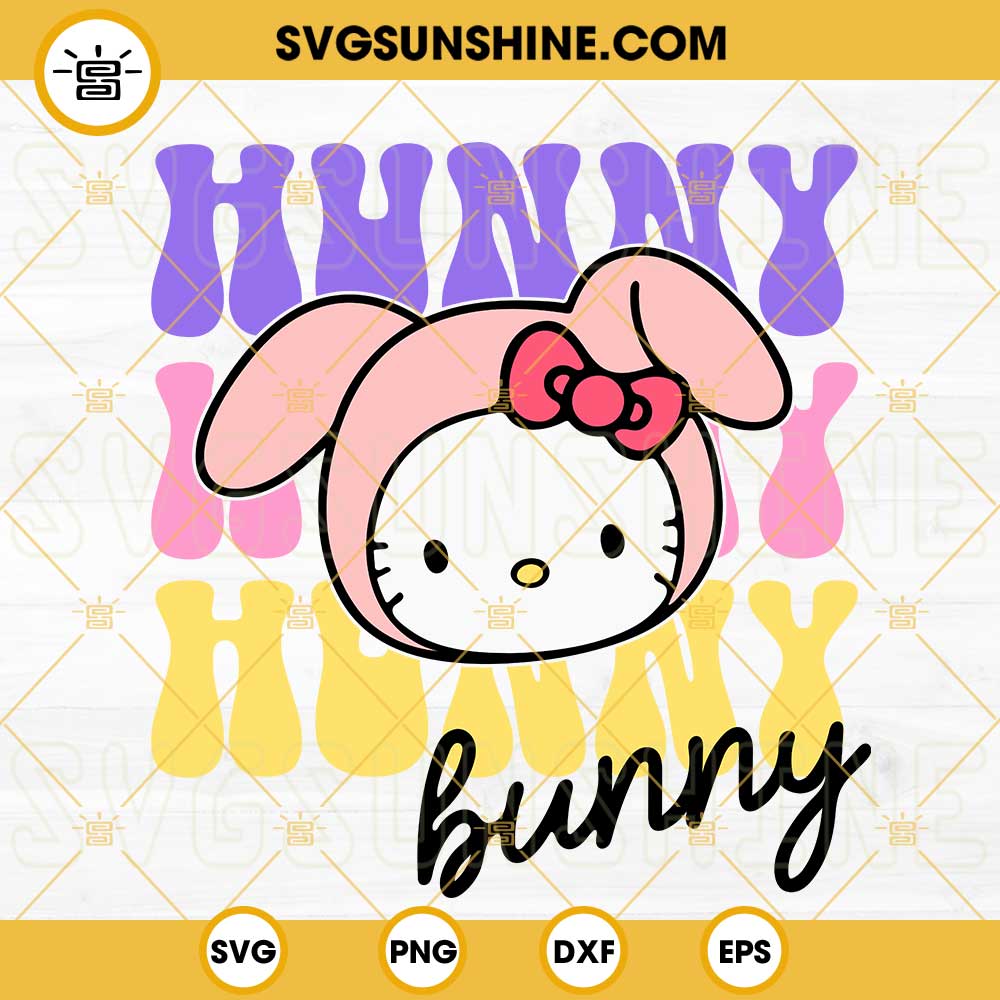 Hunny Bunny SVG, Hello Kitty Easter Bunny SVG, Retro Easter SVG PNG DXF EPS Instant Download