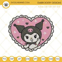 Kuromi Heart Embroidery Design, Hello Kitty Embroidery Digital File